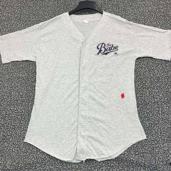 Vintage The Babe Baseball Shirt‎ Men XL Button Up Short Sleeve Deadstock New